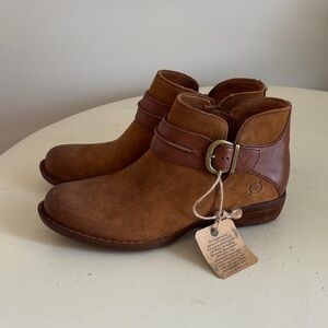 Born Tan and Brown Leather Boots with Buckle